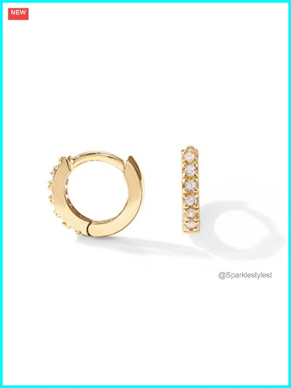 14K Gold Plated CZ Huggie Earrings 925 Sterling Silver Posts Women